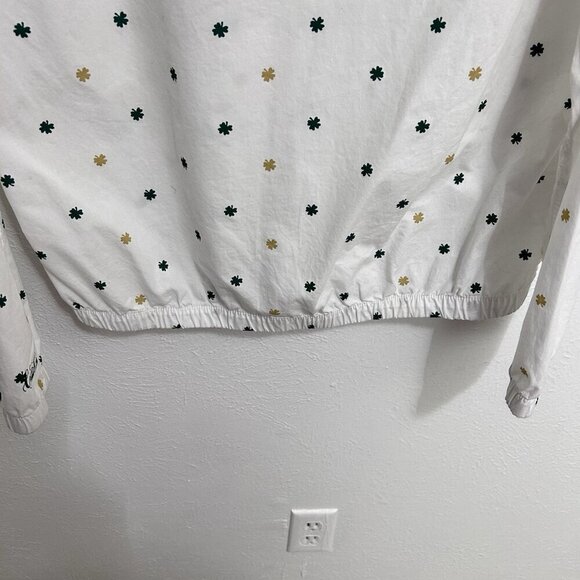 Denim & Flower Ricky Singh Green Shamrock Print Zip Up Jacket White Men's Size L - Picture 7 of 12